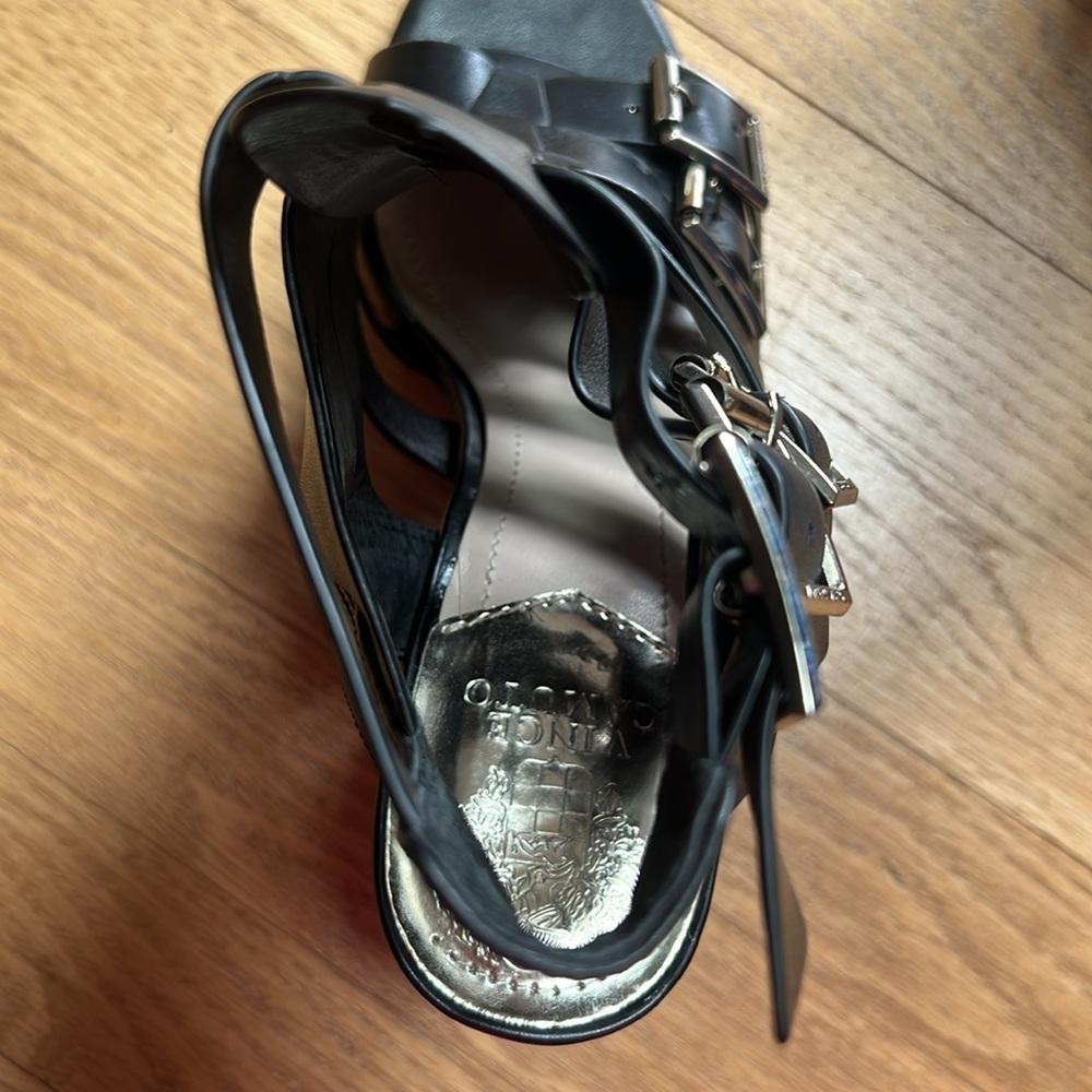 Vince Camuto Black Strappy Gladiator Wedge Sandals with Buckles – Size 8.5M - Picture 7 of 12